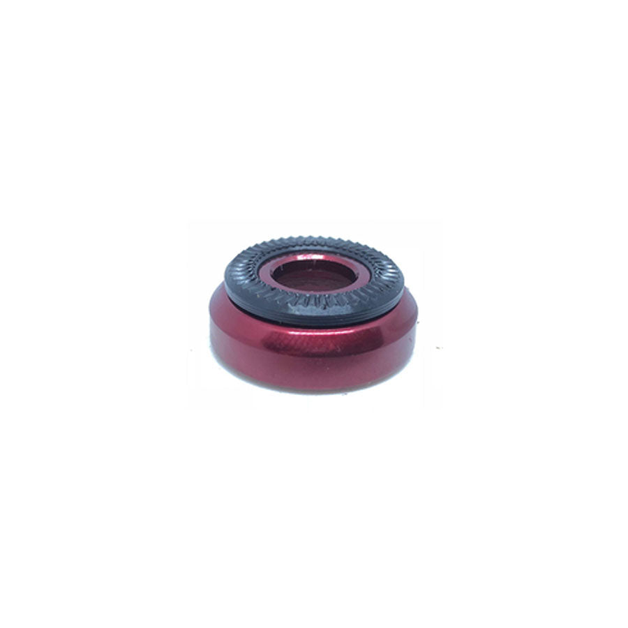 An image of a red rim with Profile Hub Cone Spacer 10mm (Drive Side) Red on a white background.