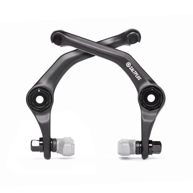 The Saltplus Geo XL U Brake features two black caliper arms, expertly crafted from 6061-T6 alloy, crossed against a white background.