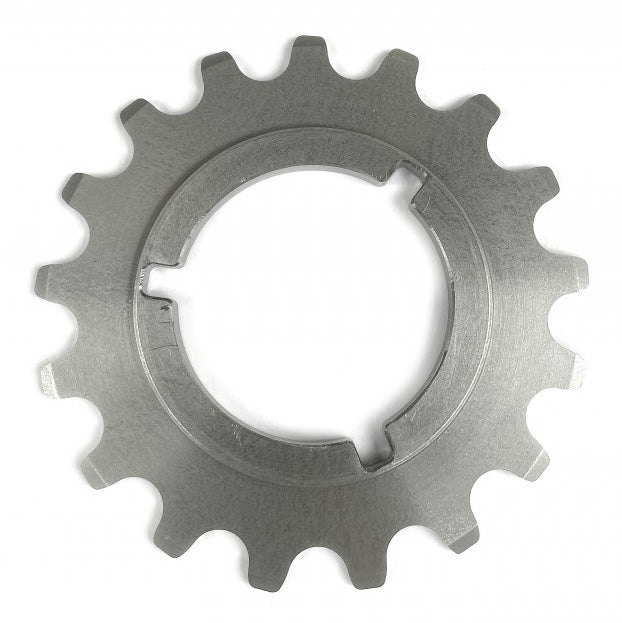 An image of a SD-X Sniper SS Cog with twelve teeth and an open center. The CNC machined cog has a few precise notches and grooves along its edge.