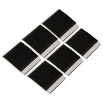 Six rectangular black Velcro strips, part of the S-One Lifer Velcro Kit installation, are arranged in two rows of three on a white background.