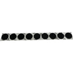 A strip of black circular Velcro dots on a white adhesive backing, perfect for your S-One Lifer (12 Pack) Velcro Kit Round Dots or to replace old Velcro on your S1 Lifer helmet.