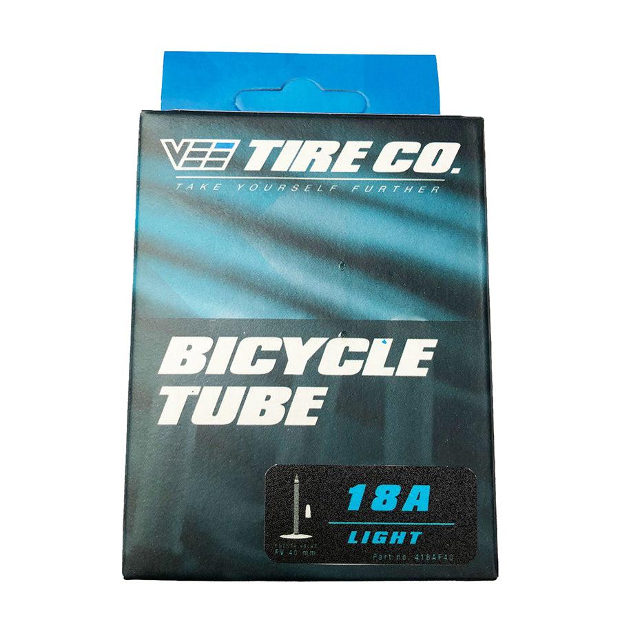 Vee's "18x1 Inch Inner Tube (FV 48mm)" packaging promises exceptional quality, featuring a Latex Tube compatible with ISO Width 19-25mm for a smooth ride. Made with precision and efficiency, it's equipped with a Presta Valve for easy inflation.