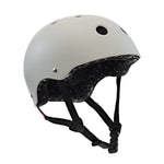 This Goodstock Certified Helmet / Matte Gunmetal/Bandana features a matte gray finish, adjustable black straps, and cushioning inside. With CoolMax liner tech for comfort, it provides high and low impact protection. Ventilation holes at the top and sides ensure you stay cool during your ride.