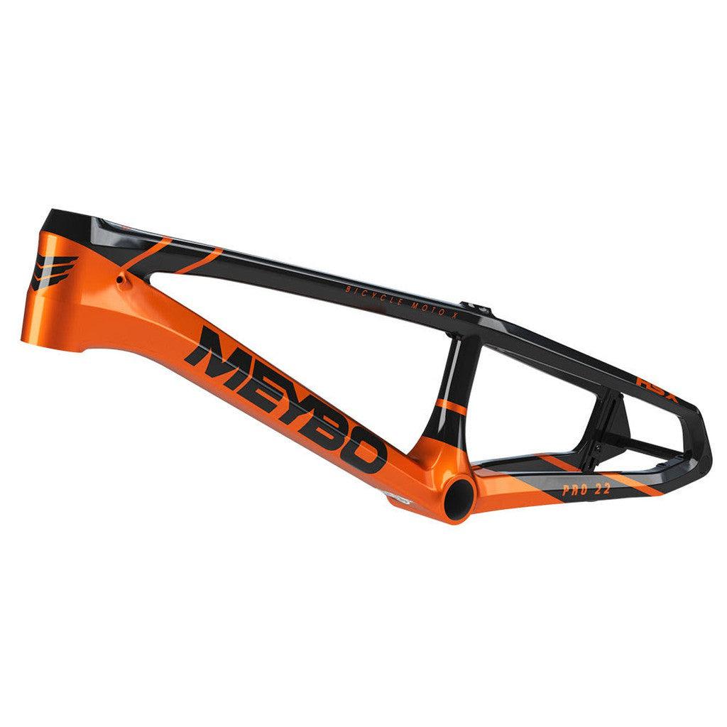 Orange and black Meybo 2025 Carbon HSX Expert Frame featuring Pro 24 branding, designed for racing on the UCI circuit.